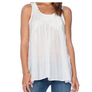 CP Shades / Pia White 100% Linen Top / Pin Tuck Detail / Boho Relaxed / Size M